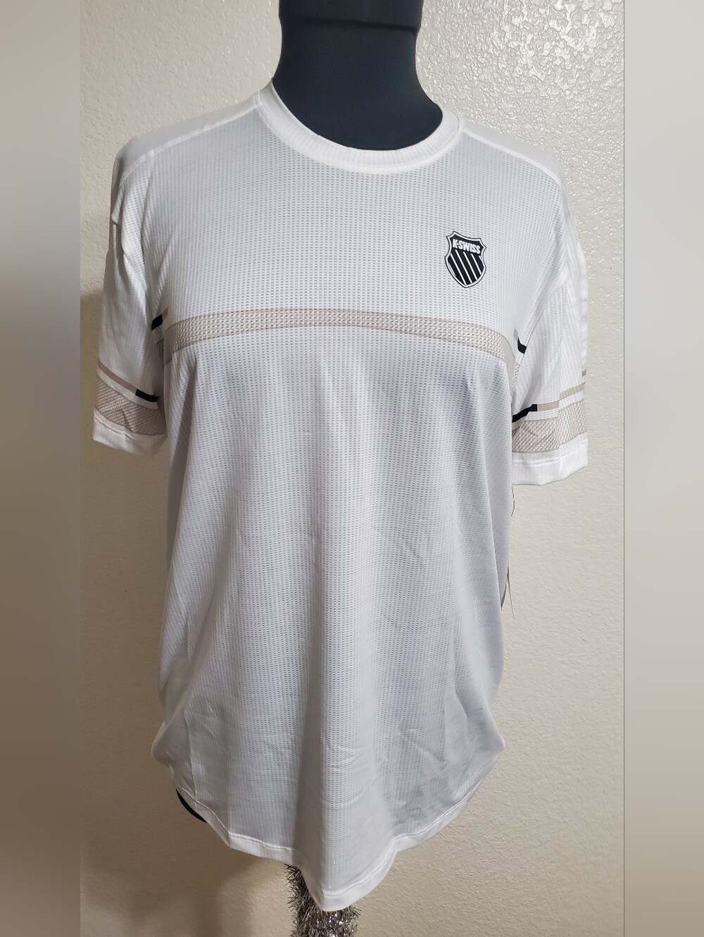 K-Swiss White Short-Sleeve Tennis Shirt